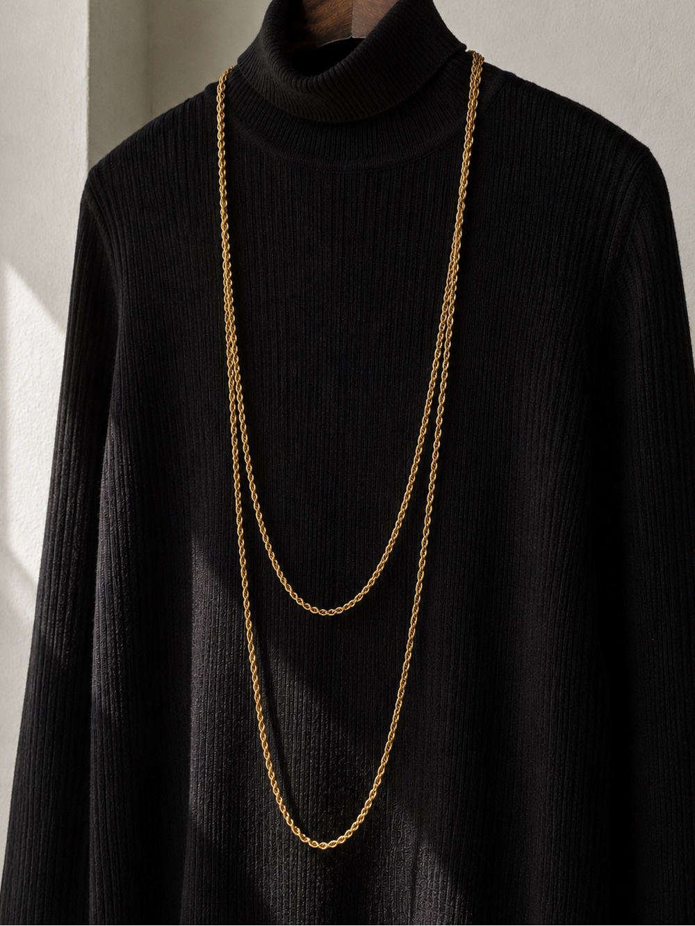 VINTAGE Gold Tone Rope Chain Necklace 48” Long Layering Chain